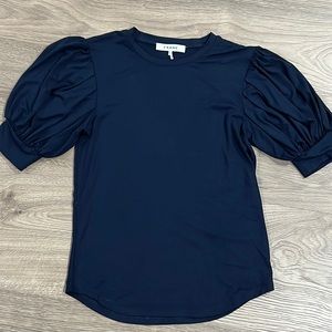 Frame navy blue puffy sleeve top